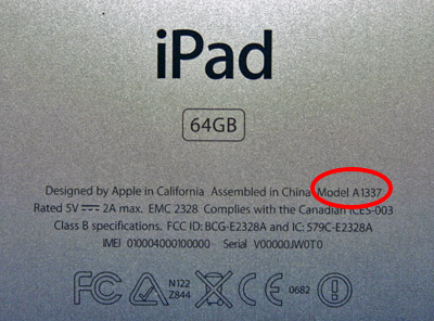 Numéro série iPad